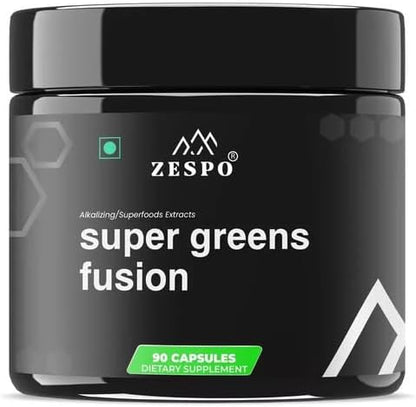 Super Greens Fusion – 1000mg Plant-Based Superfood Blend – Supports Daily Nutritional Balance & Digestive Wellness – Vegan Formula – 90 Capsules