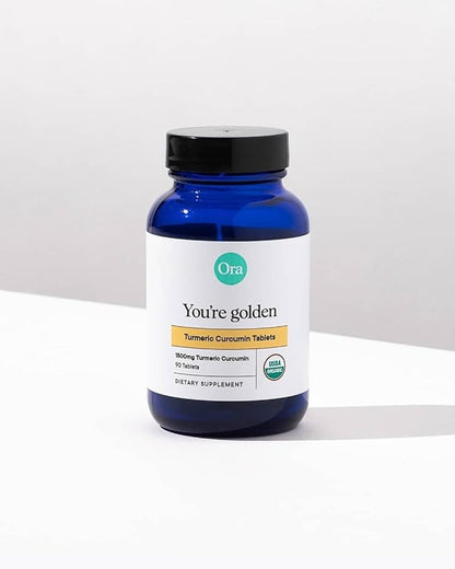Ora Organic Turmeric Curcumin with Piperine - Pure Extracts for Joint Stress and Cardiovascular Health, Support Healthy Cognitive Function, No Filler Ingredients - 90 Vegan Tablets, 1 Month Supply