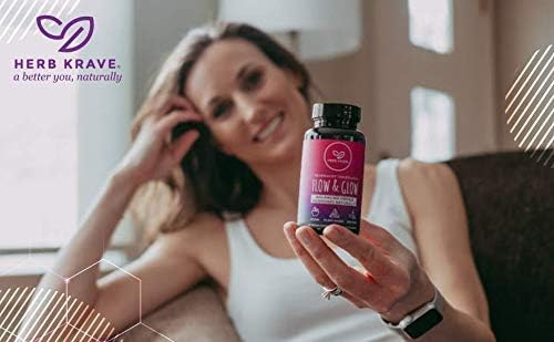 Flow and Glow Natural Hormone Balance for Women - PMS & Menopause Relief for Cramps, Mood Swings & Night Sweats with Donq Quai & Black Cohosh for Menopause - 60 Vegan Capsules (1 Pack)