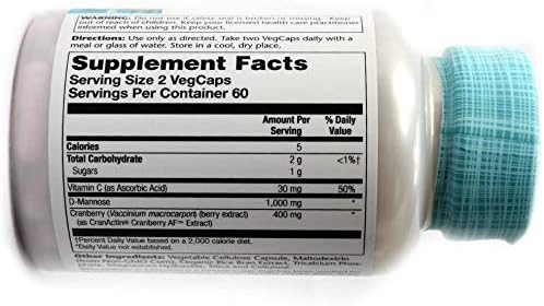 D-Mannose with CranActin Solaray 120 VCaps, Pack of 2