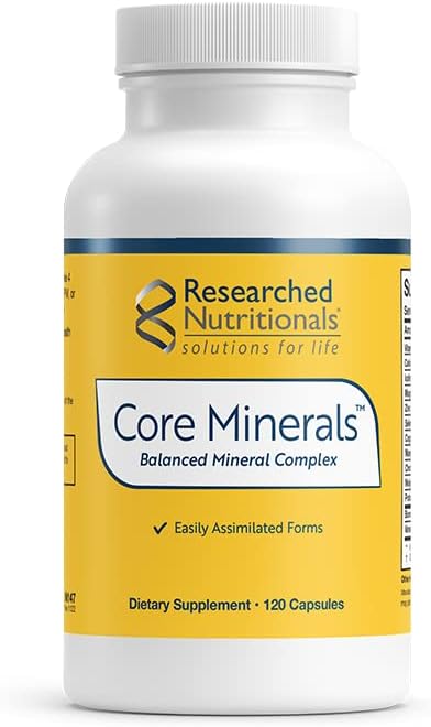 Researched Nutritionals Core Minerals - Iron-Free Multi Minerals Supplement with Vitamin D3 & Trace Minerals to Support Bone Strength, Thyroid & Brain Health (120 Capsules)