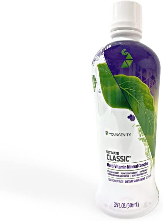 Youngevity Ultimate Classic® - Mega Multi-Vitamin & Mineral Complex - 16 Vitamins, 70+ Minerals, 12+ Amino Acids, Grape Seed, CoQ10, and More - Highly Absorbable Liquid (32 Fl Oz - Pack of 1)