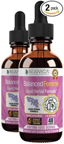 Balanced Femme Natural PMS and Menopause Support for Hot Flashes with Black Cohosh - All-Herbal Liquid Blend