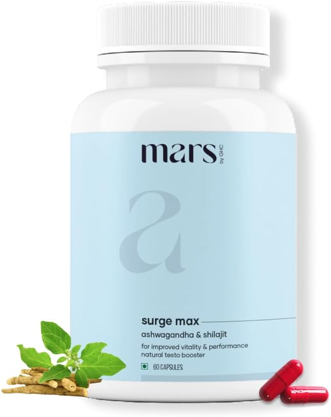 Mars Natural Surgemax Caps : Powered with Shilajit and Safed Musli | Natural Energy Booster | Strength,Stamina,Immunity - Pack of 1| 60 N