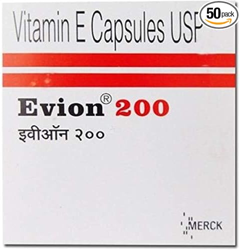 50 Evion 200mg Capsules Vitamin E for Glowing Face,Strong Hair,Acne,Nails, Glowing Skin 400mg,Control Hair Lossess