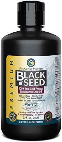 Amazing Herbs Premium Black Seed Oil - Cold Pressed Nigella Sativa Aids in Digestive Health, Immune Support, Brain Function, Joint Mobility, Gluten Free, Non GMO - 32 Fl Oz