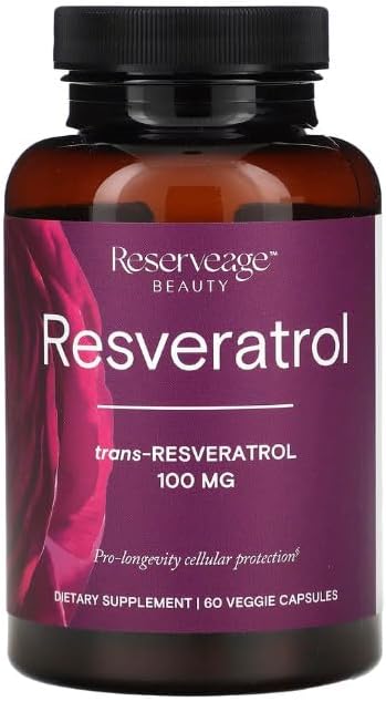 Reserveage Beauty, Resveratrol 100 mg, Antioxidant Supplement for Heart and Cellular Health, Supports Healthy Aging and Immune System, Paleo, Keto, 60 Capsules (60 Servings)
