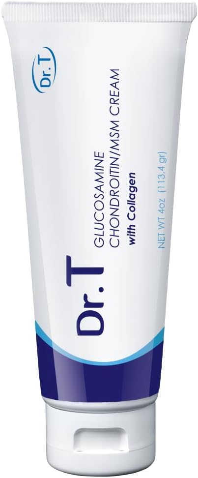 Dr. T Glucosamine Chondroitin Cream with MSM and Collagen - Premium Natural Formula to Help Alleviate Joint and Muscle discomfort; Supports Joint Strength and Flexibility. 113.4g / 4 oz. (1)