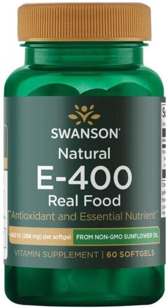 Swanson Natural Vitamin E from Non-GMO Sunflower Oil 400 Iu (268 Milligrams) 60 Sgels
