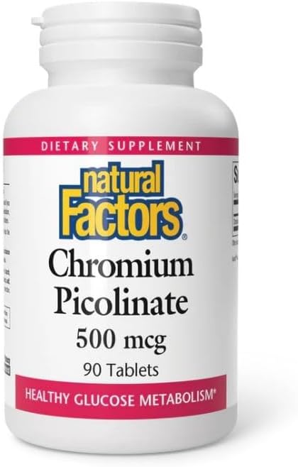 Natural Factors Chromium Picolinate, 500 mcg, 90 Tabs (Pack of 4)