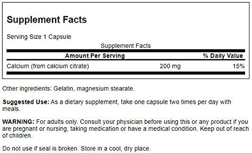 Swanson Calcium Citrate 200 mg 60 Caps (3 Pack)