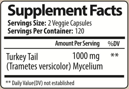 Turkey Tail Mushroom Capsules - Organic Mushroom Supplement for Immune System Health Support - 1000 mg Premium Supplements - 240 Capsules