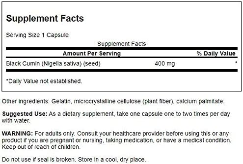 Swanson Full Spectrum Black Cumin Seed 400 Milligrams 60 Capsules (2 Pack)