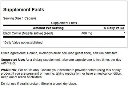 Swanson Full Spectrum Black Cumin Seed 400 Milligrams 60 Capsules (2 Pack)