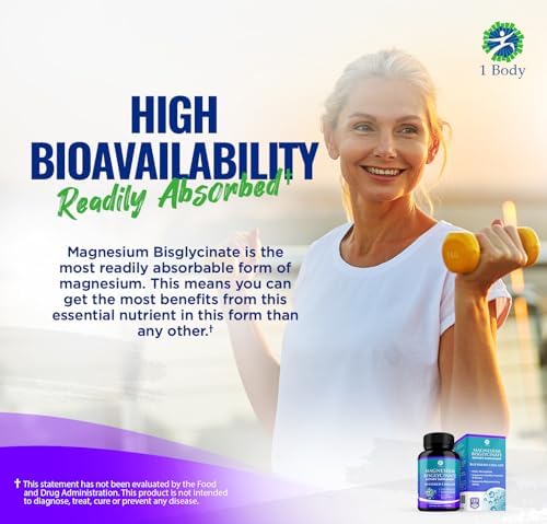 Magnesium Bisglycinate Chelate 2 Pack - Reduce Muscle Cramps and Improve Sleep Maximum Absorption with no Laxative Effects 100% Chelated 44 mg of Pure Magnesium Bisglycinate Per Capsule