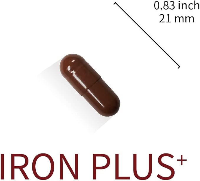 Lovita Iron 18 mg, 6 in 1 Iron Supplement for Women, Iron with Vitamin C, Dong Quai & B12, Vegan Iron Vitamin to Support Red Blood Cell Production Without Constipation, 120 Capsules