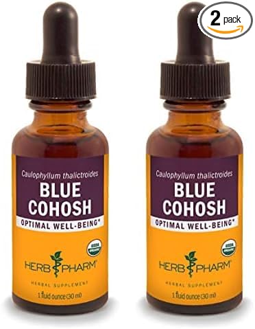 Herb Pharm Certified Organic Blue Cohosh Liquid Extract - 1 Ounce (Pack of 2)