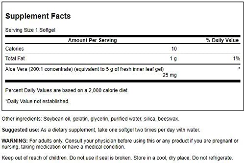 Swanson Aloe Vera 25 Milligrams 300 Sgels
