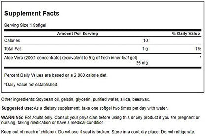 Swanson Aloe Vera 25 Milligrams 300 Sgels