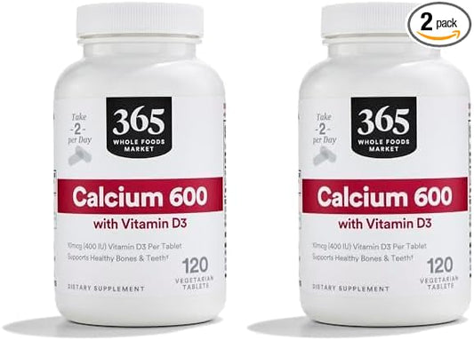 365 by Whole Foods Market Calcium with Vitamin D3 Tablets, 120 Count (Pack of 2)