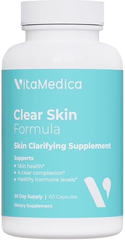 VitaMedica Clear Skin Vitamin Formula | Noncystic Acne Supplement for Skin Clearing | Clear Complexion for Women and Men | Vitamins A, C, E, Selenium, Chromium, and Zinc for Skin Health | 60 Count