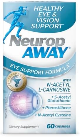 NeuropAWAY Eye Support Supplement 60CT with Lutein N-Acetyl L-Carnosine S-Acetyl Glutathione N-Acetyl Cystiene Pterostilbene Lycopene Zeaxanthin to Support Healthy Vision, Helps Blurry and Dry Eyes