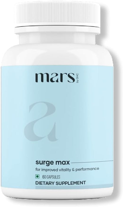 Mars by GHC Surge Max Natural Capsules – 60N | 100% Ayurvedic Formula with Natural Extracts | Supports Energy, Stamina & Overall Well-Being | Pack of 1