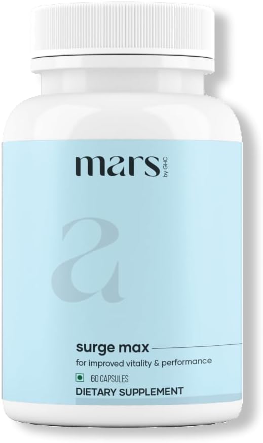 Mars by GHC Surge Max Natural Capsules – 60N | 100% Ayurvedic Formula with Natural Extracts | Supports Energy, Stamina & Overall Well-Being | Pack of 1
