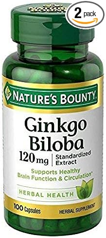 Nature's Bounty Ginkgo Biloba 120mg, 100 Capsules (Pack of 2)