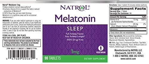 Natrol Melatonin Tablets 1mg, 90 Count (Pack of 3)