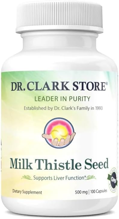Dr Clark Store Milk Thistle Seed Supplement – 500mg, 100 Capsules, Liver Health & Detox Support