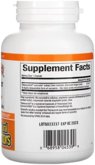 Natural Factors CurcuminRich Double Strength Theracurmin, 60 mg, Formulated for Superior Absorption, 120 Vegetarian Capsules
