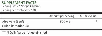 HERBAL HILLS Aloe Vera Capsules (Aloe barbadensis) | 120 Capsules (500 mg) | Pure Aloe Freeze Dried Powder Supplement, High Concentration, Supports Overall Well-Being