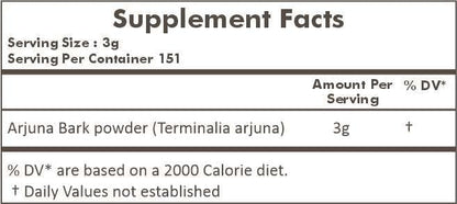 HERBAL HILLS Arjuna Bark Powder (Terminalia Arjuna) | 16 Oz (454 GMS) | Standardized Extract Wellness and Health Supplements