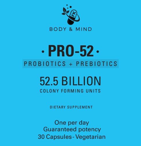 Pro-52 Probiotics + Prebiotics Supplement, 52.5 Billion CFU, 30 Vegetarian Capsules.