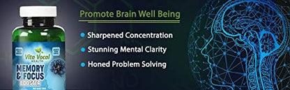 VitaVocal Premium Memory Focus Supplement, Boosts Clarity and Concentration | Brain Booster