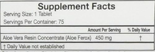 Tablets: Herbal Aid to Regularity, Pure Aloe Vera Dietary Supplement, 75 Tablets