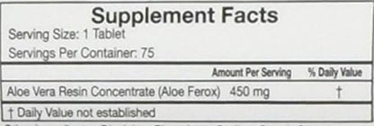 Tablets: Herbal Aid to Regularity, Pure Aloe Vera Dietary Supplement, 75 Tablets