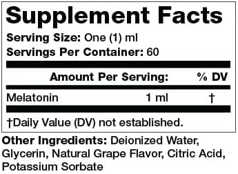 Olympian Labs Liquid Melatonin 1mg, 2 Ounce, Fall Asleep Naturally, Alcohol Free