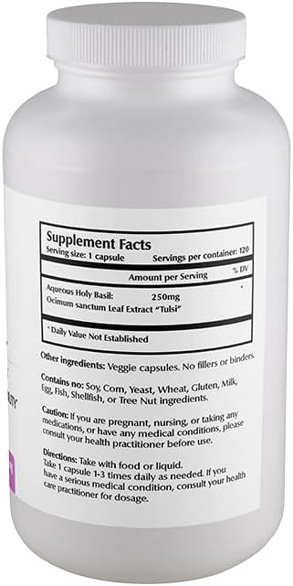 Nano Holy Basil 500 mg Veggie Capsules (120 Servings), Ocimum Sanctum Extract, Nano for Enhanced Absorption, Supports Stress Balance and Immune Health, Non-GMO, Vegan, Gluten-Free