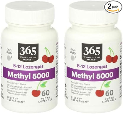 Whole Foods Market, Methyl B-12 5000Mcg Cherry, 60 Lozenges (Pack of 2)
