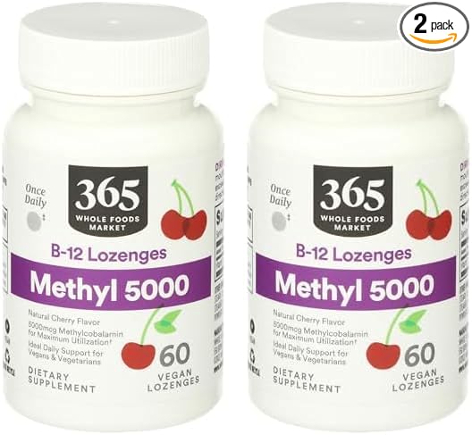 Whole Foods Market, Methyl B-12 5000Mcg Cherry, 60 Lozenges (Pack of 2)