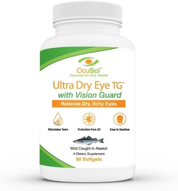 Formulated for Dry Eyes - 1700mg Triglyceride Omega-3 + EPA & DHA, Lutein,Zeaxanthin, B12, D3-60 Servings (Ultra Dry Eye, UDEVG - 1 Month Half Size)
