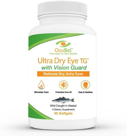 Formulated for Dry Eyes - 1700mg Triglyceride Omega-3 + EPA & DHA, Lutein,Zeaxanthin, B12, D3-60 Servings (Ultra Dry Eye, UDEVG - 1 Month Half Size)