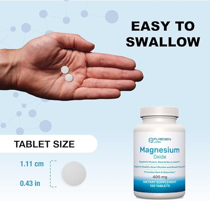 Magnesium 400mg [High Potency] Supplement – Magnesium Oxide for Immune Support, Muscle Recovery, Leg Cramps and Relaxation 120 Tablets