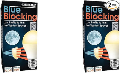 Miracle LED 3W Blue Blocking Warm Yellow Tight-Spaces Sleep Bulb Replacing Up to 50W to Replicate Setting Sun and Produce Melatonin Organically, Amber Glow, 609013 (Pack of 2)