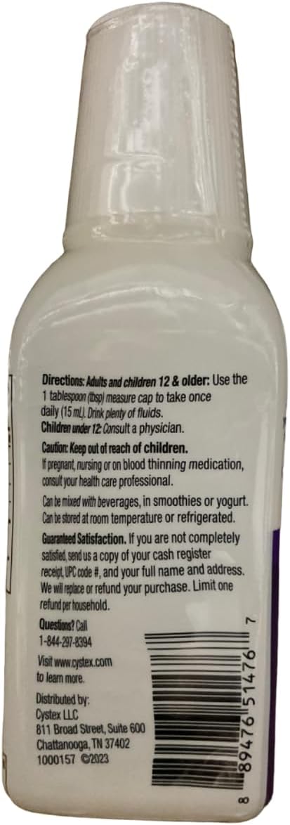 Cystex UTI Prebiotic Cranberry Liquid, Urinary Tract Support with D-Mannose, Vitamin C, and Bromelain, 7.6 FL OZ (Pack of 6)