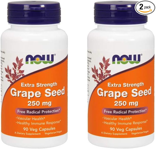 NOW Foods Grape Seed Extract 250mg, 90 Vcaps - (Pack of 2)