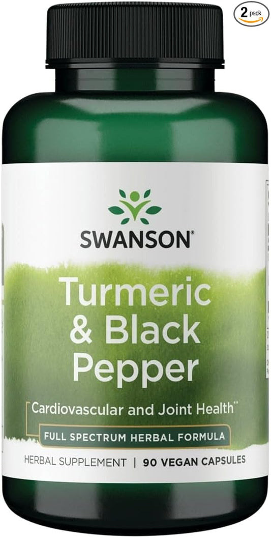 Swanson Premium- Turmeric & Black Pepper - Antioxidant, Digestion & Joint Support - 90 Veg Caps