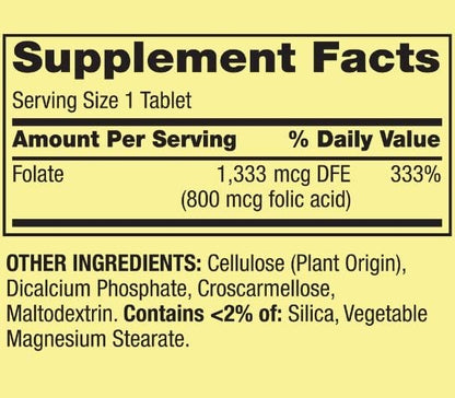 Spring Valley Folate Dietary Supplement, 1,333 mcg, 400 Count + STS Home Fridge Magnet.